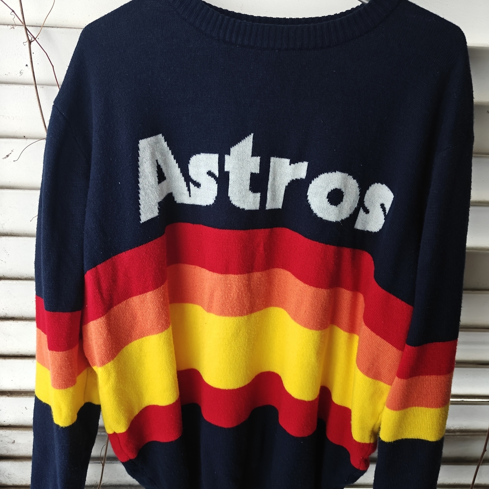 Astros Men's Crewneck Sweater - Navy, Red, Yellow